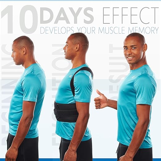 Selbite Posture Corrector for Men and Women - Back Brace for Upper and Lower Body Support - Adjustable Straightener with Pain Relief and Muscle Memory (Large)