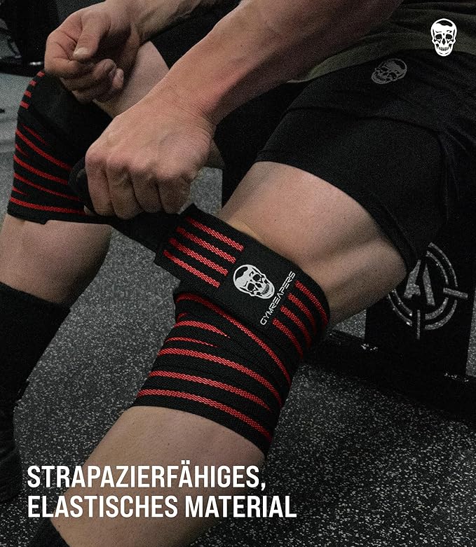 Gymreapers Knee Wraps for Squats and Powerlifting 72 Inch Compression Wraps with Strap for Men & Women Weightlifting Support