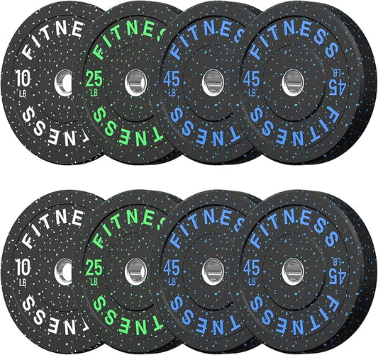 HANDBODE 2-Inch High-Bounce Bumper Plates, Olympic Weight Set, 10-650 lb | Barbell Weight Plates Set for Home Gym, Colored Weights Rubber Strength Training Plate for Weight Lifting