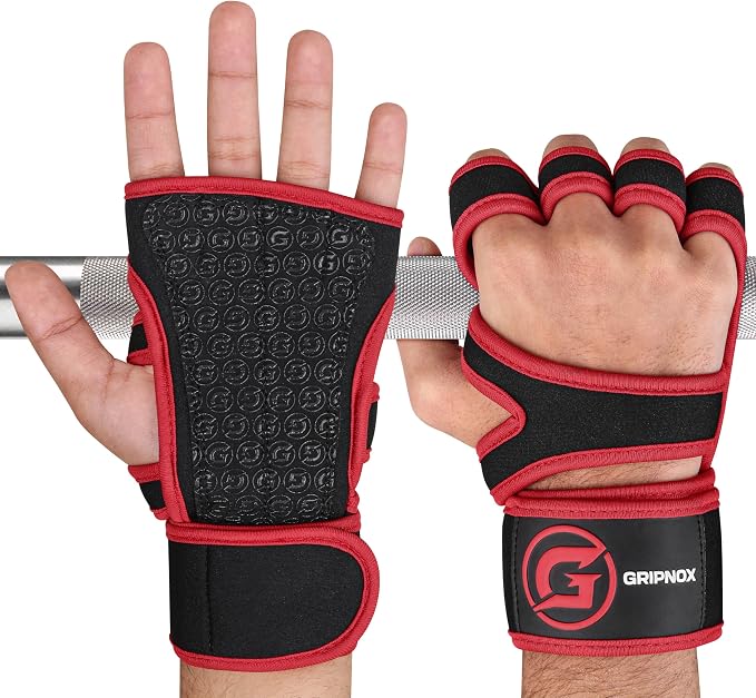 Ventilated Weight Lifting Gloves for Men & Women with Wrist Wrap Support – Padded Fingerless Gym Workout Gloves with Non-Slip Grip for Fitness, Weightlifting & Cross Training