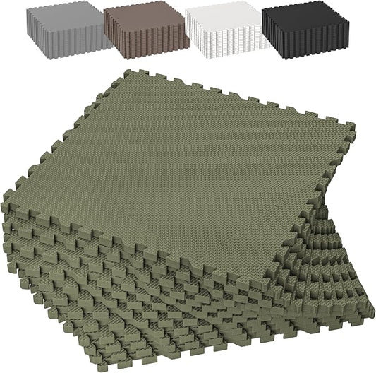1/2" Thick 12 Pcs 48 Sq Ft EVA Foam Puzzle Exercise Mats, High-Density Interlocking Foam Floor Tiles for Home Gym, Gym Mat for Workout Equipment & Direct Exercise, Floor Padding for Kids