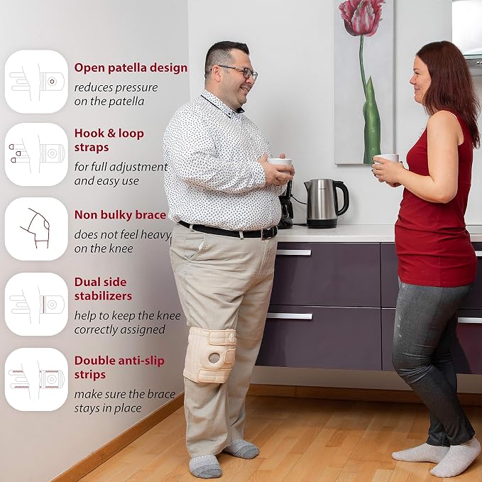 KARM Plus Size Knee Brace for Women & Men Plus Size - Adjustable Knee Support Brace for Meniscus Tear, Arthritis Pain, Compression with Side Stabilizers - Obese People (4XL/5XL/6XL Beige)