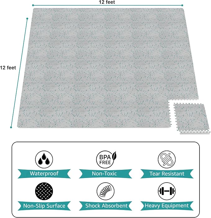 Sorbus Wood Grain Floor Tiles Foam Mat EVA Interlocking Mats Tile 3/8-Inch Thick Flooring Wood Puzzle Exercise Mats w/Borders - Home Playroom Basement, Apartment, Trade Show, Baby, Dance