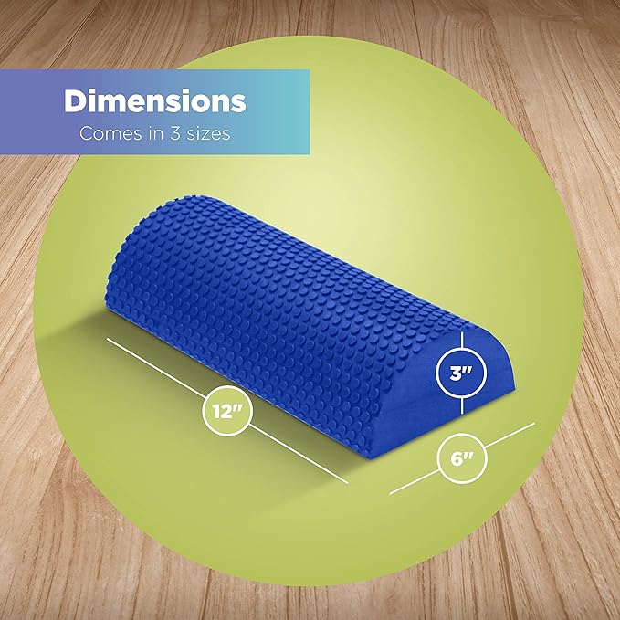 High Density EVA Foam Roller for Physical Therapy – Deep Tissue Massager with Textured Bumps for Myofascial Release & Fitness Training - Lightweight & Durable 12" Half Foam Roller – Made in the USA