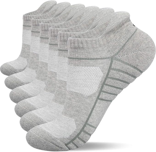 Lapulas Athletic Running Ankle Socks, Low Cut Cushioned Anti-Blister Tab Sports Socks Men Women 6Pairs