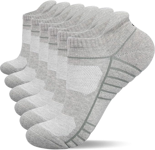 Lapulas Athletic Running Ankle Socks, Low Cut Cushioned Anti-Blister Tab Sports Socks Men Women 6Pairs