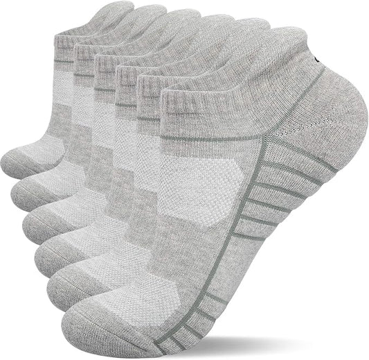 Lapulas Athletic Running Ankle Socks, Low Cut Cushioned Anti-Blister Tab Sports Socks Men Women 6Pairs