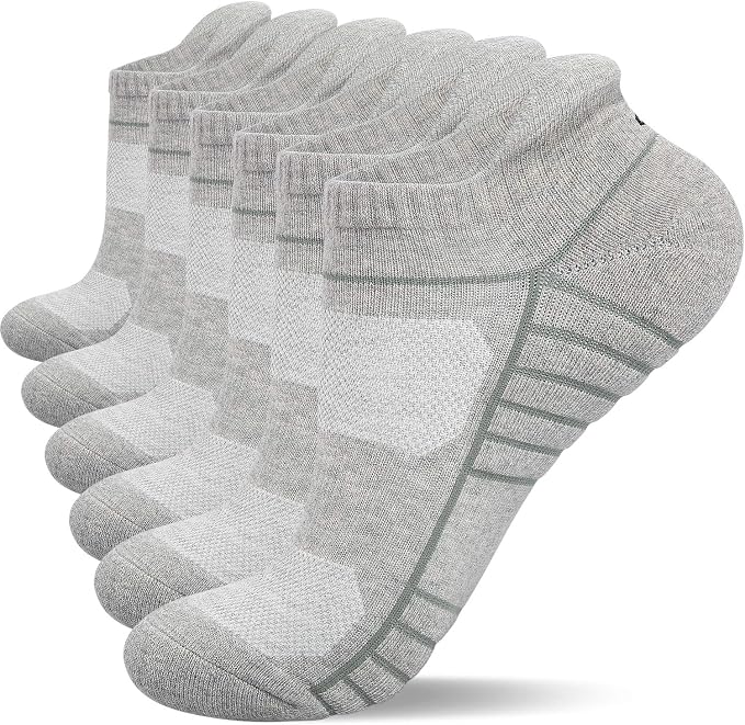 Lapulas Athletic Running Ankle Socks, Low Cut Cushioned Anti-Blister Tab Sports Socks Men Women 6Pairs