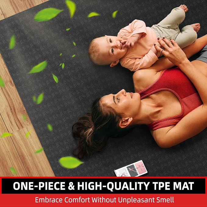 Extra Large Yoga Mat – 72"x48" or 78"x57", 1/4"–1/2" Thick Mat for Women & Men, TPE Non-Slip Pilates Mat for Home Gym, Yoga, Stretching, Meditation