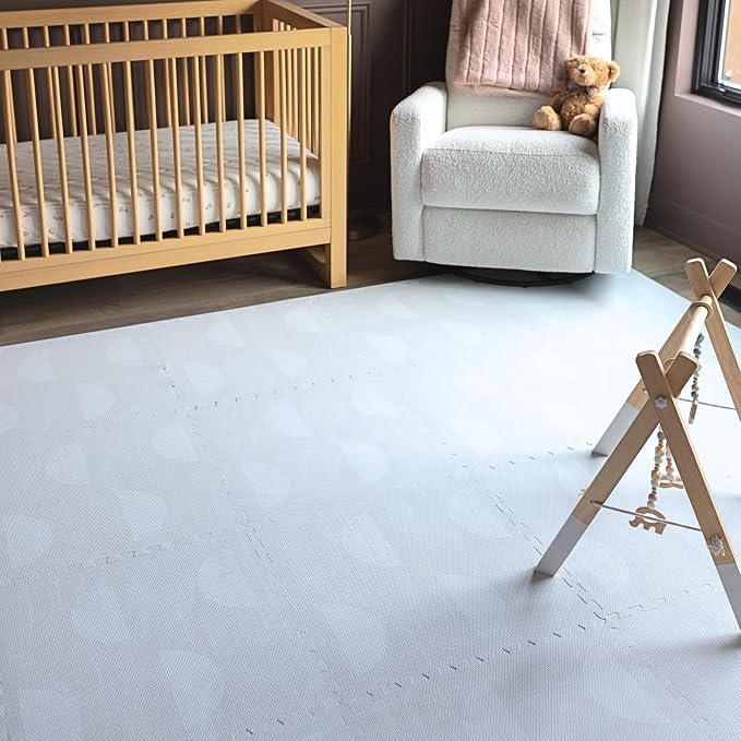 Little Landings Baby Play Mat for Floor - Aura Pearl (4x6ft) - Premium EVA Foam Play Mat for Babies & Toddlers (Ages 0-5+) Non-Toxic Playmat for Tummy Time, Crawling & Playroom - Stylish & Comfortable
