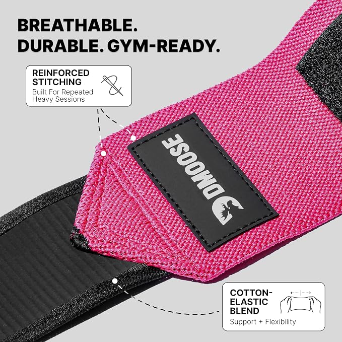 DMoose Fitness Elbow Wraps for Weightlifting (Pair) - 40'' Adjustable Strap for Gym Workout & Bench Press, Compression Elbow Sleeves for Tendonitis, Joint Support, Powerlifting & Deadlifts