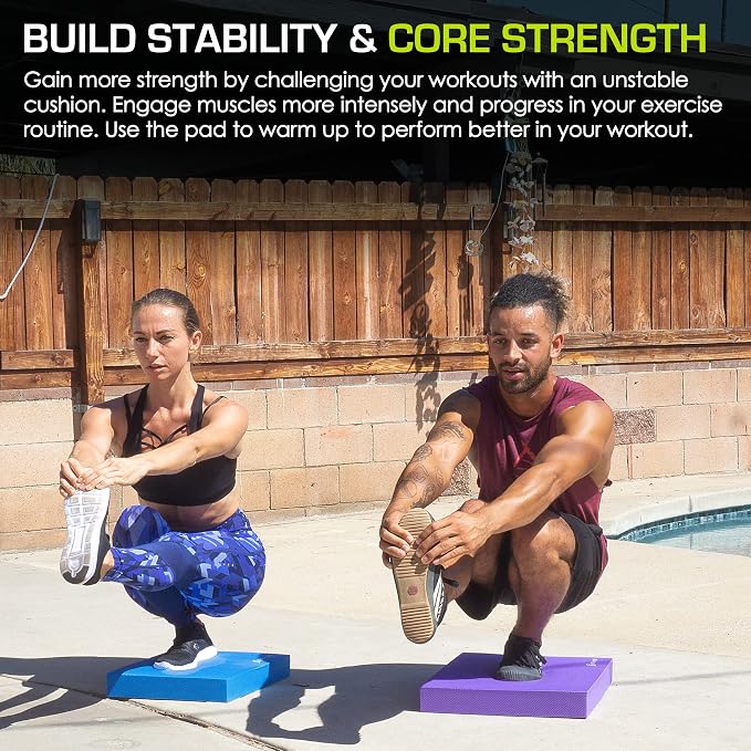 ProsourceFit Exercise Balance Pad, Non-Slip Cushioned Foam Mat & Knee Pad for Fitness and Stability Training, Yoga, Physical Therapy