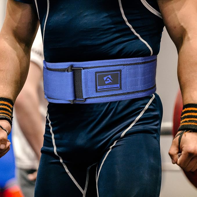 AQF Self-Locking Weight Lifting Belt, 4" Nylon Gym Support Belt