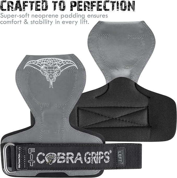 Cobra Grips Weight Lifting Gloves with Adjustable Neoprene Padded Wrist Wraps - Heavy Duty Alternative to Power Lifting Hooks for Deadlifts