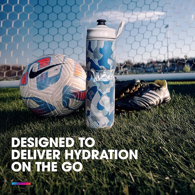 HydraPak Polar Sport Insulated Water Bottle (20oz, Contender Black) | High Flow, BPA Free, Tri-Layer Insulation, Leakproof, Dash Handle, Easy Squeeze, Self-Sealing Cap, for Sports