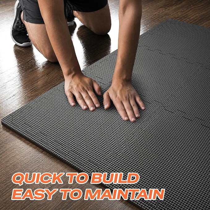 SUPERJARE Gym Floor Mats, EVA Foam Puzzle Exercise Mats, Interlocking Floor Mats, Cushioned Foam Floor Tiles, Gym Flooring Workout Mat for Home Gym, Playroom, Garage, 12.6"x12.6"x0.4"