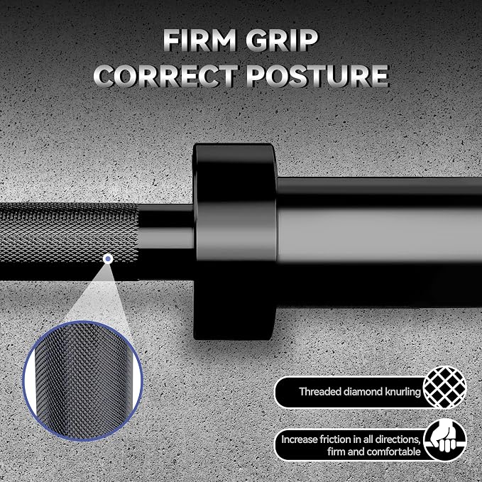 7FT/4 ft Home Gym Barbell Bar – 700LB/1500LB/500LB Capacity, Anti-Slip Knurling, Solid Steel, for Weightlifting, Strength Training
