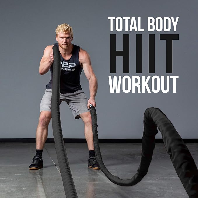 REP Fitness Battle Rope | 30/40/50 Ft Heavy Training Cord for Home Gym, Strength Workout, Cross Fit, Cardio Conditioning, Exercise Equipment with Protective Sleeve & Textured Grip Handles | 3 Colors