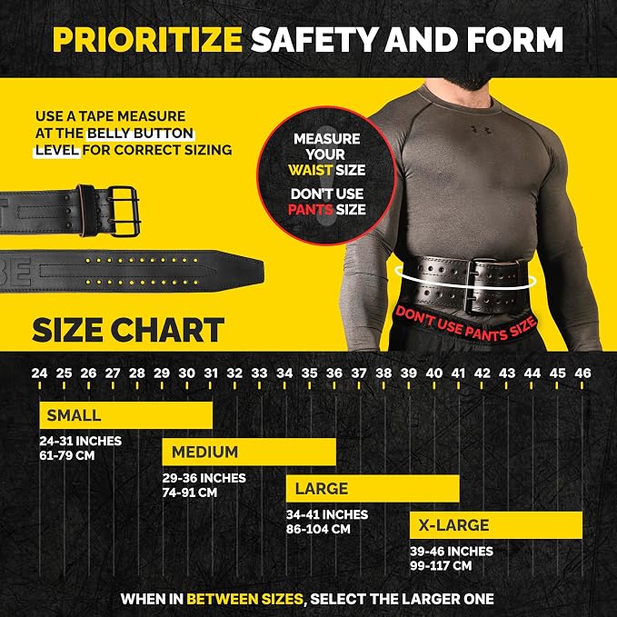 5mm Genuine Leather Weight Lifting Belt for Squats and Deadlifts | 4-inch lumbar support, two-prong buckle, double-layer construction, comfortable adjustable fit for heavy lifts