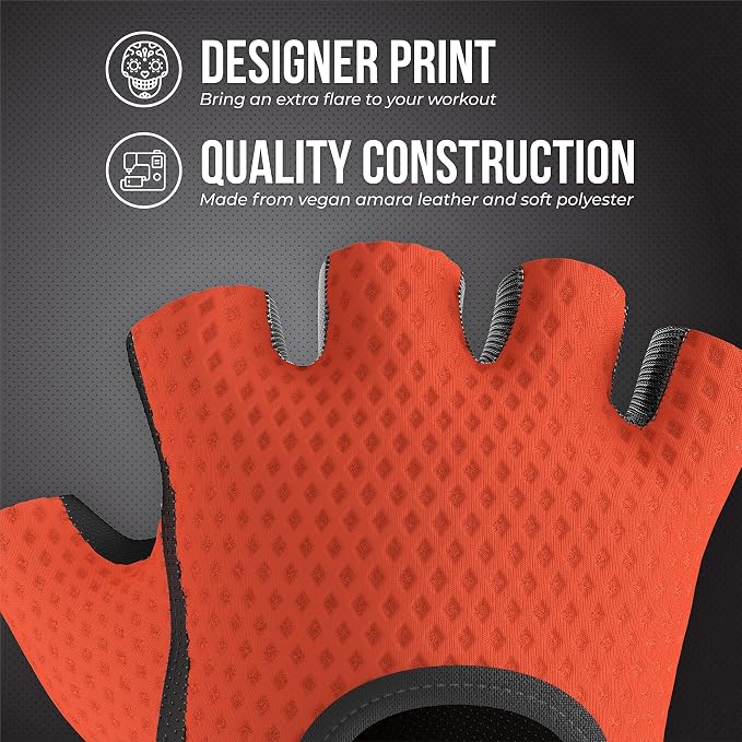 Contraband Pink Label 5307 Womens Designer Workout Gloves | Low Sweat Diamond Mesh Fabric w/Grip-Lock™ Silicone Palm