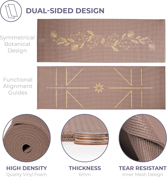 Ascend 6mm Thick Yoga Mat, 72x24in | Premium Non Slip Exercise Mat for Pilates, Workout, Stretching, Fitness, Training - Gym Mat for Home and Studio