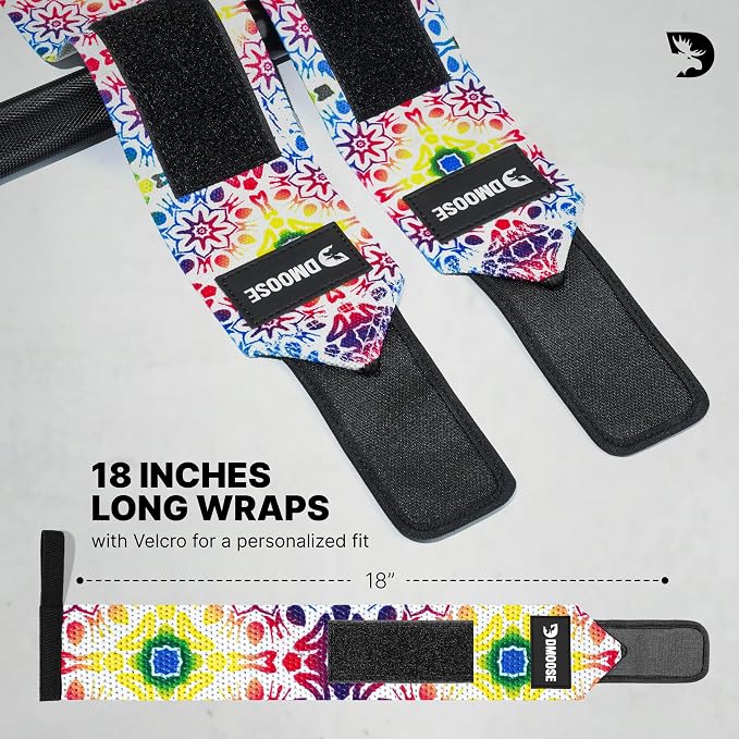 DMoose Fitness Wrist Wraps for Weightlifting 18" - Heavy Duty Gym Wrap with Hand Thumb Loop for Support & Pain Relief, USPA Approved Powerlifting, Weight Lifting Wrist Straps for Men & Women Work Out