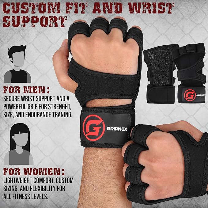 Ventilated Weight Lifting Gloves for Men & Women with Wrist Wrap Support – Padded Fingerless Gym Workout Gloves with Non-Slip Grip for Fitness, Weightlifting & Cross Training