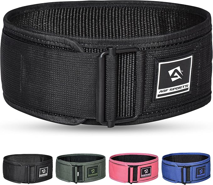 AQF Self-Locking Weight Lifting Belt, 4" Nylon Gym Support Belt