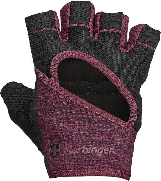 Harbinger Women's Flexfit Wash and Dry Workout Weightlifting Gloves with Padded Leather Palm (1 Pair) Black/Heather
