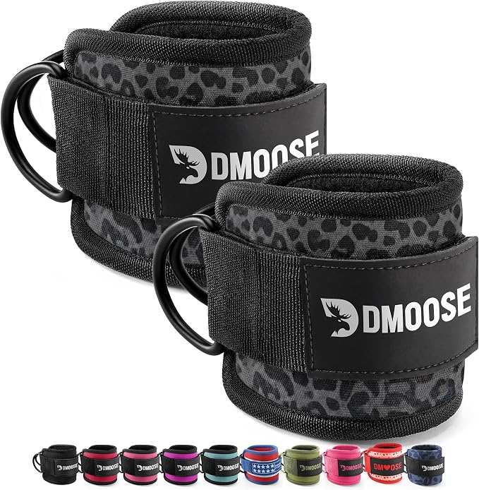 DMoose Ankle Strap for Cable Machine - One Size Fit with Premium Padding, Workout Kickback Ankle Cuffs, Ankle Bands for Working Out, Booty Workouts, Leg Extension, Hip Abductors & Lower Body Exercises