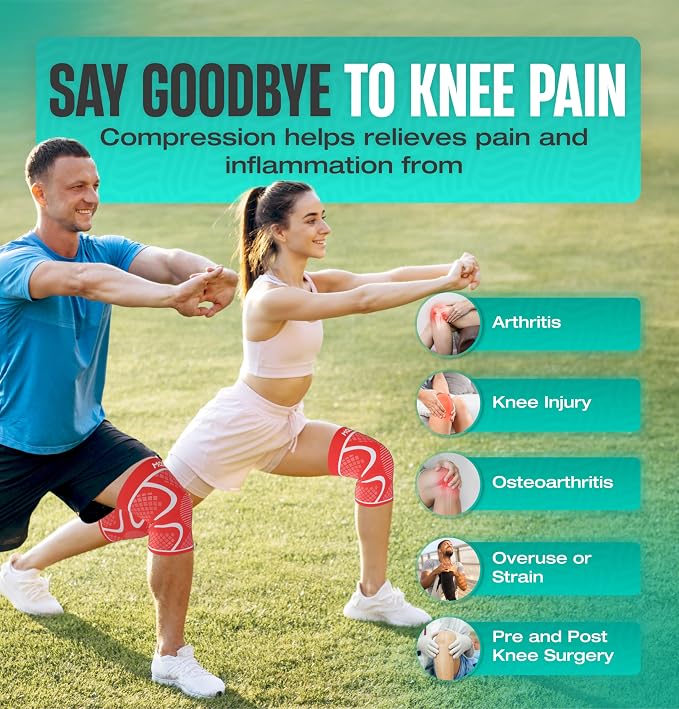 Modvel Compression Knee Brace for Women & Men - 2 Pack Knee Brace for Women Running Knee Pain, Knee Support Sleeve, Workout Sports Braces for Meniscus Tear ACL & Arthritis Pain Relief Orange X-Small