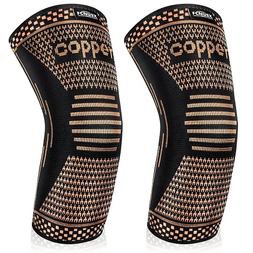 Copper Elbow Brace Compression Sleeves for Pain Relief Men Women, Arm Support Forearm Pads Braces for Tendonitis, Tennis, Golfers, Arthritis, Weight lifting (Medium, Black)
