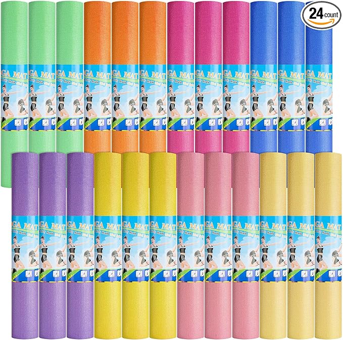 Funtery 3 mm Thin Yoga Mats Bulk, 68 x 24 Inches Lightweight PVC Exercise Mats Non Slip Workout Fitness Pads for Yoga Pilates Stretching Classes Gym Home Studio