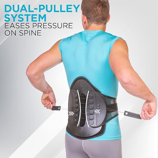 BraceAbility Lumbar Decompression Back Brace - Adjustable Semi-Rigid Lumbosacral Corset Belt for Discectomy, Laminectomy, Disc Injury, Back Muscle Spasms, Pre and Post Spine Surgery Protection (Large)