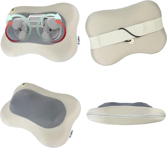 Zyllion Shiatsu Back and Neck Massager with Heat - 3D Electric Kneading Deep Tissue Massage Pillow for Muscle Pain Relief, Cream, ZMA-13 | Shiatsu, Deep Tissue, 3D, Electric, Kneading, Massage Pillow, Muscle Therapy, Doctor Recommended, Car Adapter, No...