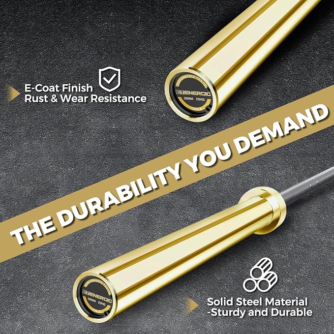 7FT Alloy Steel Olympic Barbell, 1500LB 45LB | 28mm knurled grip bar with needle bearings, chrome finish, 2-inch plate fit, and 1500LB capacity for heavy lifts