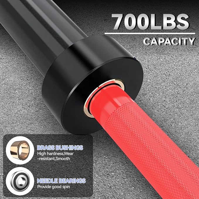 7FT/4 ft Home Gym Barbell Bar – 700LB/1500LB/500LB Capacity, Anti-Slip Knurling, Solid Steel, for Weightlifting, Strength Training