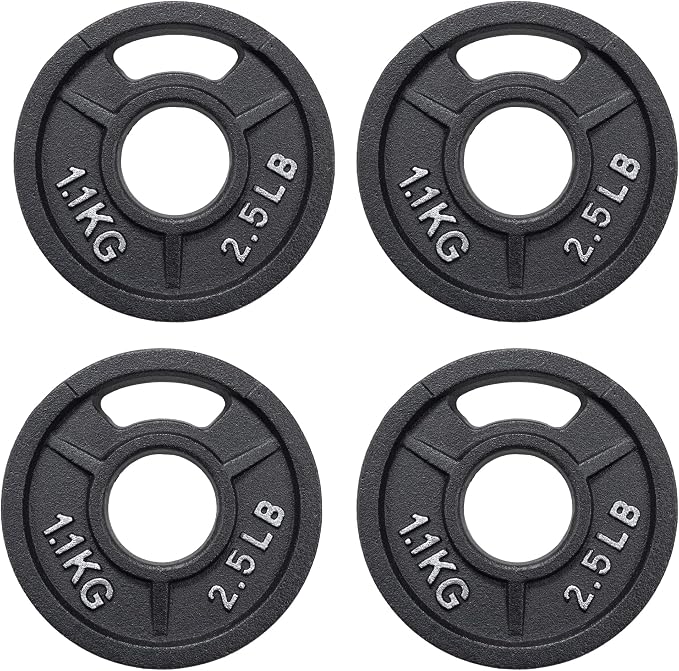 Signature Fitness Cast Iron Plate Weight Plate for Strength Training and Weightlifting, Olympic or Standard