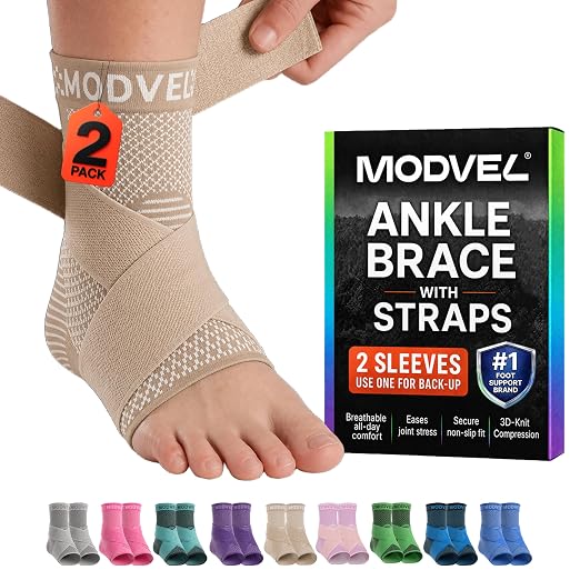 Modvel Foot & Ankle Brace Socks with Adjustable Support Strap – Compression Sleeve for Sprained Ankle, Plantar Fasciitis Relief Tendonitis & Arthritis, Stabilizing Foot & Ankle Support for Women & Men