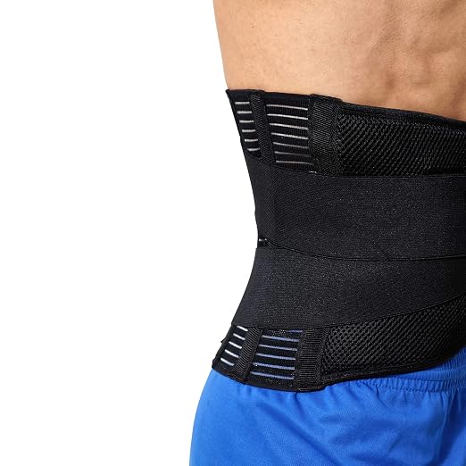 NeoTech Care Adjustable Compression Back Brace Lumbar Support Belt, Black, Size L
