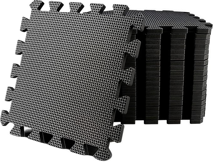 20 Sq Ft Interlocking Gym Floor Mats– 0.5in Thick High-Density EVA Interlocking Foam Floor Tiles – Puzzle Exercise Mat for Home Gym, Workout Equipment, Weightlifting, Kids Play Area (20 Tiles)