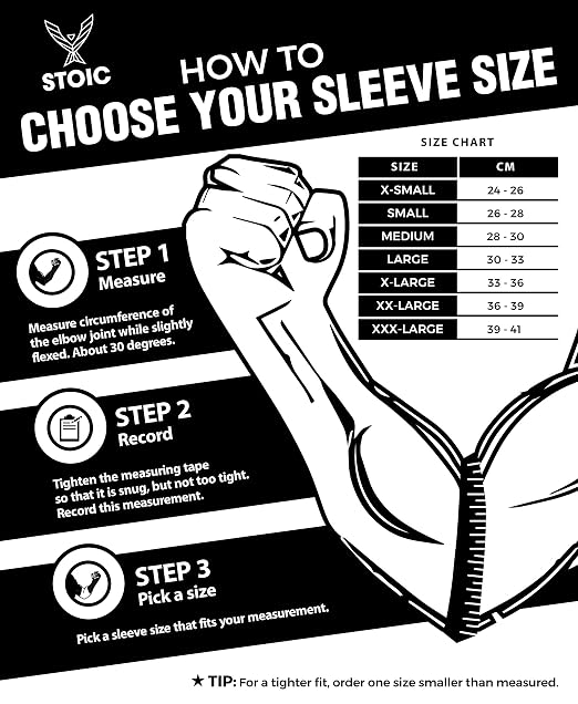 Stoic Elbow Sleeves for Powerlifting - 7mm + 5mm Thick Neoprene Sleeve for Bodybuilding, Weight Lifting Best for Squats, Cross Training, Strongman Professional Quality & Ultra Heavy Duty (Pair)