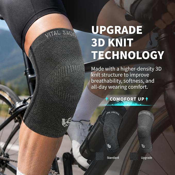 Vital Salveo S-Support 3D Bio-Dynamic Recovery Knee Sleeve – High-Impact Compression for Athletes, Stability & Training-Dark Grey (1PC)/XXL