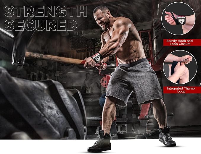 RDX Wrist Wraps for Weightlifting (Pair), IPL USPA Approved, Elasticated 18” Cotton Straps Support with Thumb Loop, Gym Wrap for Weight Lifting Powerlifting Competition Strength Training Bodybuilding