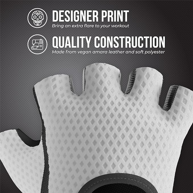 Contraband Pink Label 5307 Womens Designer Workout Gloves | Low Sweat Diamond Mesh Fabric w/Grip-Lock™ Silicone Palm