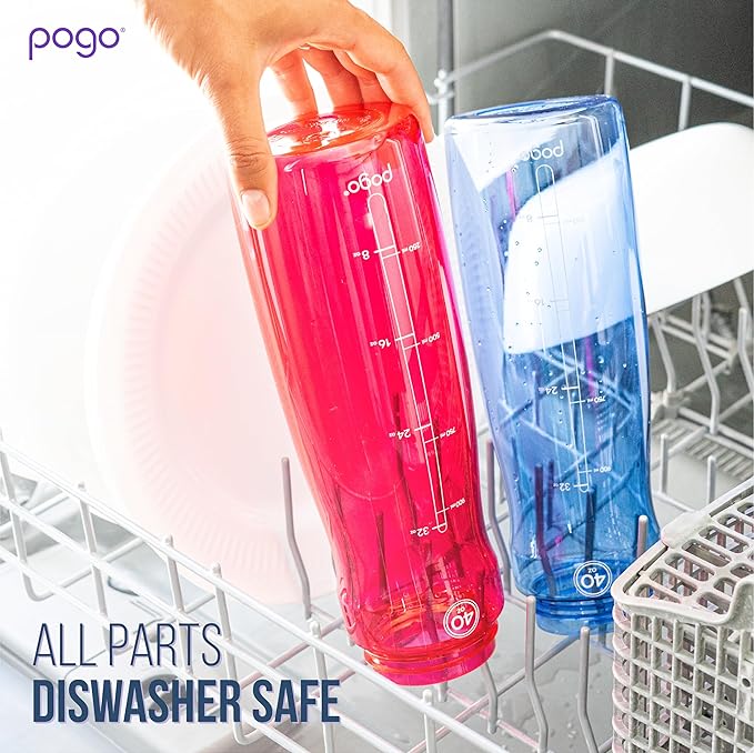 Pogo BPA-Free Tritan Plastic Water Bottle with Chug Lid, 18 Oz, Grey | Leakproof water bottle with chug lid and carry handle. BPA-free, great for travel, school, outdoors, and gym.