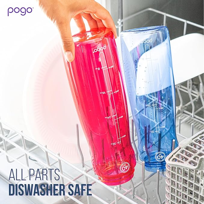 Pogo BPA-Free Tritan Plastic Water Bottle with Chug Lid, 18 Oz, Pink | Leakproof water bottle with chug lid and carry handle. BPA-free, great for travel, school, outdoors, and gym.