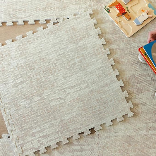 Little Landings Baby Play Mat for Floor - Sandstone (6x8ft) - Premium EVA Foam Play Mat for Babies & Toddlers (Ages 0-5+) Non-Toxic Playmat for Tummy Time, Crawling & Playroom - Stylish & Comfortable