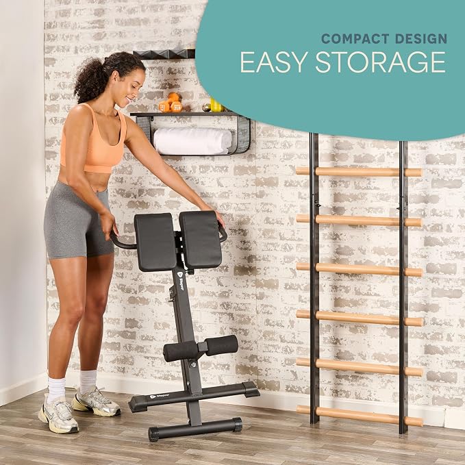 Lifepro SculptTrainer Roman Chair – 20+ Exercises, Foldable, 330 lb Cap | Hyperextension, hip thrusts, sit-ups & back extensions, 10 height positions, padded seat + dual rollers, alloy steel