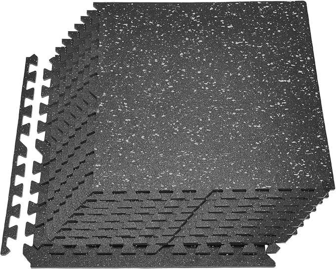 VEVOR 0.4Inch 48sq.ft 12 Tiles Gym Flooring for Home Gym, Rubber Top with High Density EVA Foam, 24 x 24In Gym Floor Exercise Equipment Mats, Interlocking Gym Mats, Puzzle Workout Mats, Black & Gray | Rubber Top with High Density EVA Foam, Lightweight ...